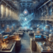 Realistic oil painting vividly captures a quantum entanglement experiment scene.